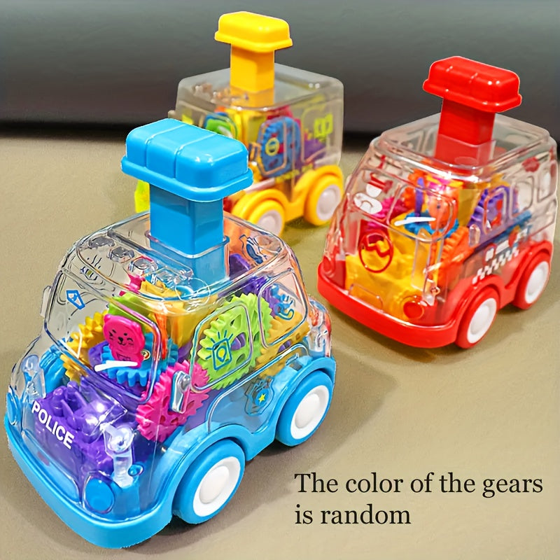 Children Cartoon Transparent Gear Toy Car - Educational Pull Back Car Model - Boy And Girl Gift - Cyprus