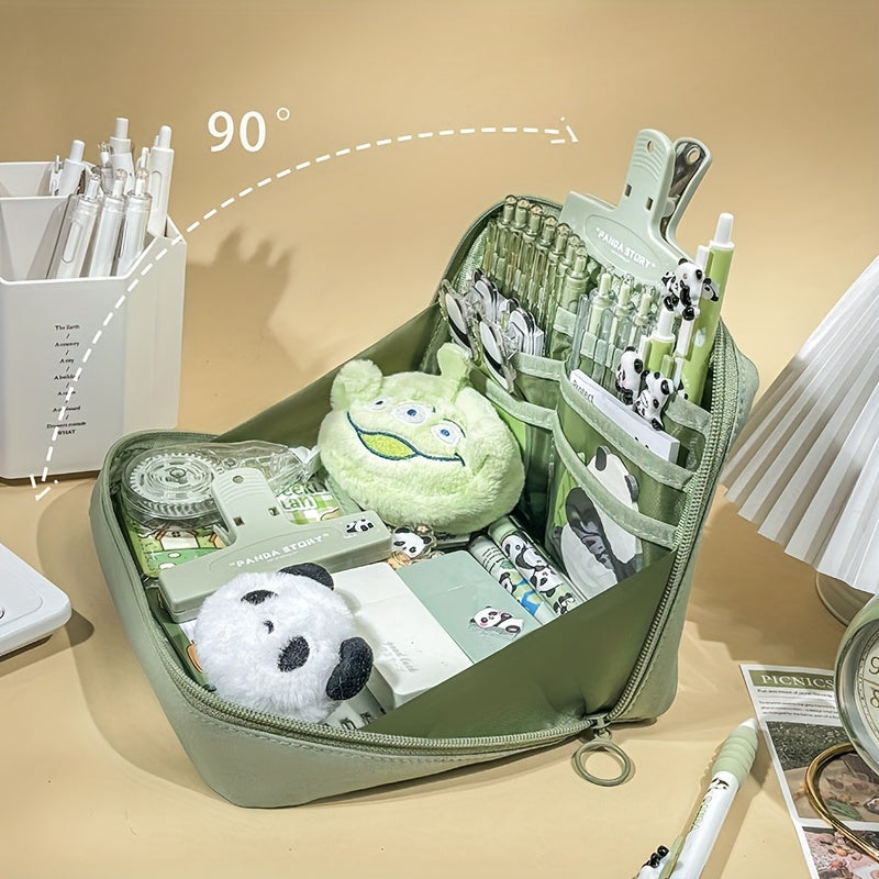 Green Panda Large Capacity Pencil Case - Suitable for Office, Students & Stationery Storage - Cyprus