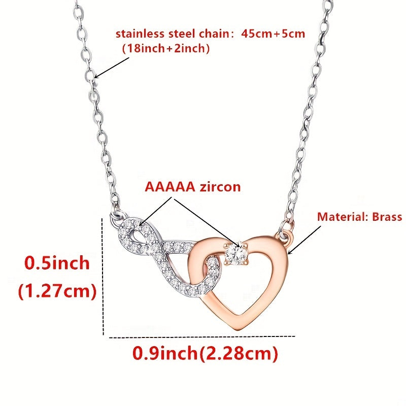 Heart-Shaped Copper Necklace with Synthetic Zircon and Gift Card - Cyprus