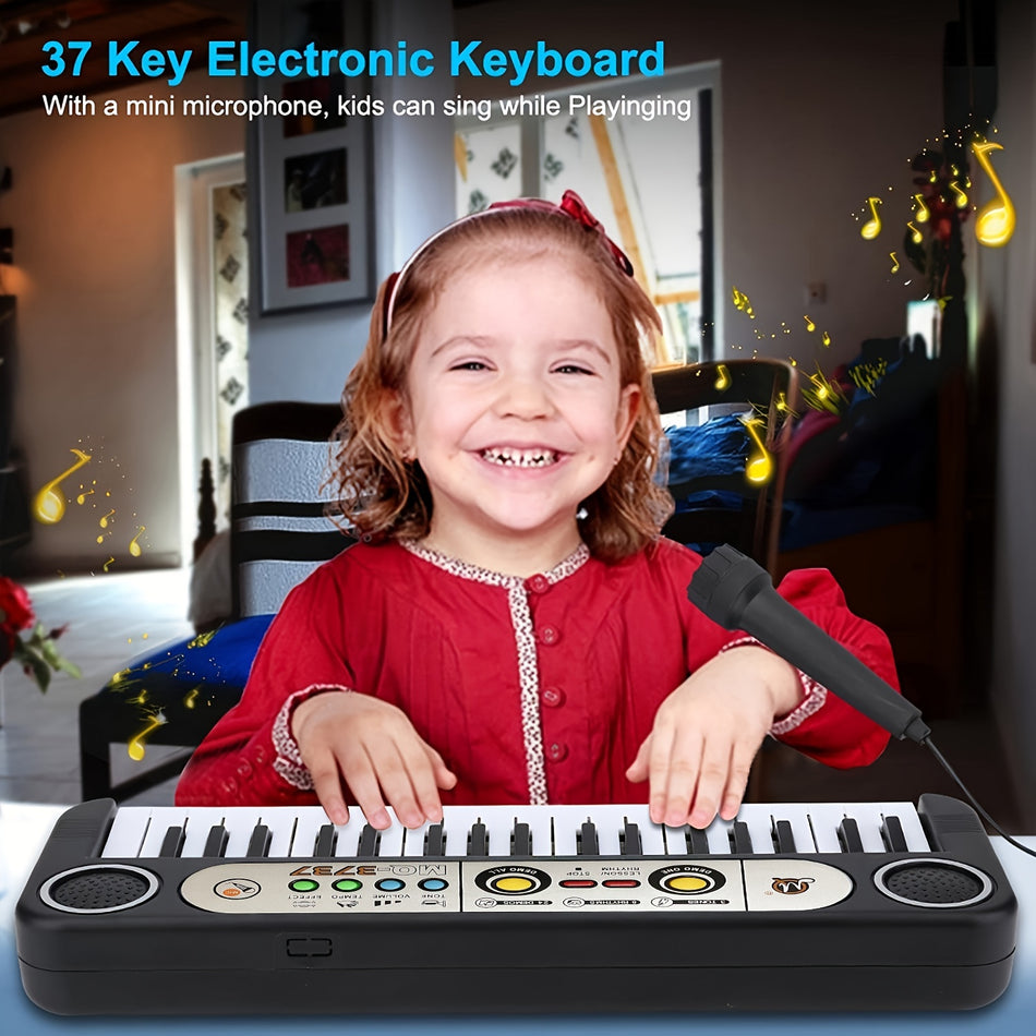 37-Key Kids' Piano Keyboard with Microphone - My First Music Toy