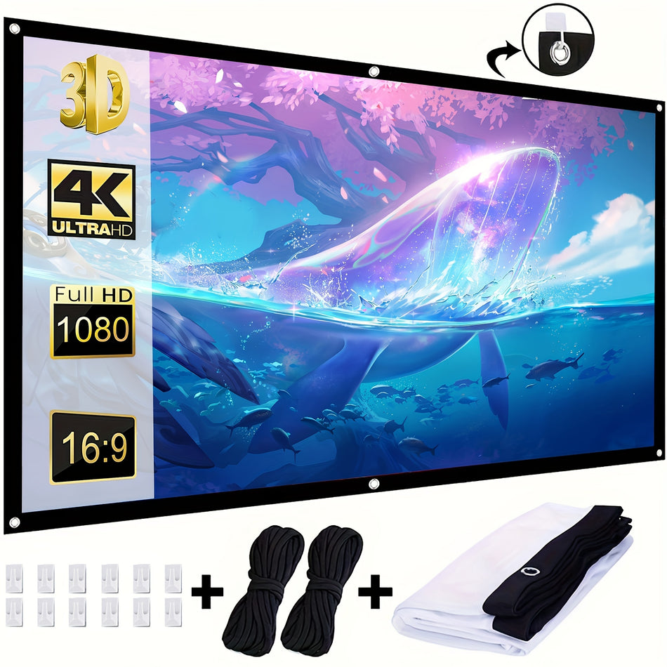 254.0cm Portable White Movie Screen, 16:9 4K HD, Ultra-Compact, Wrinkle-Free - Cyprus