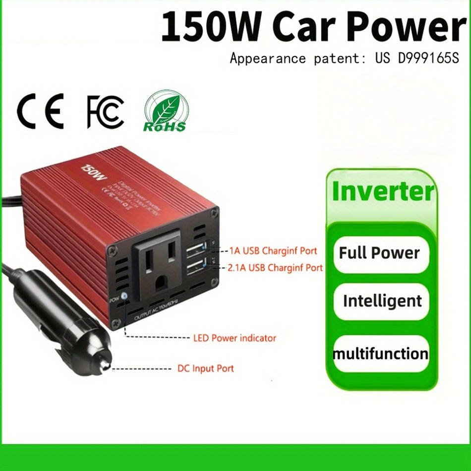 Car Power Inverter DC 12V to AC 110V Charger Adapter with Dual USB Ports - Cyprus