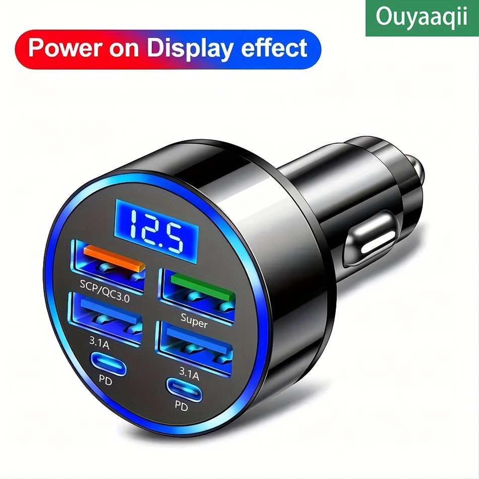 6-in-1 PD Car Charger with Digital Display - Cyprus