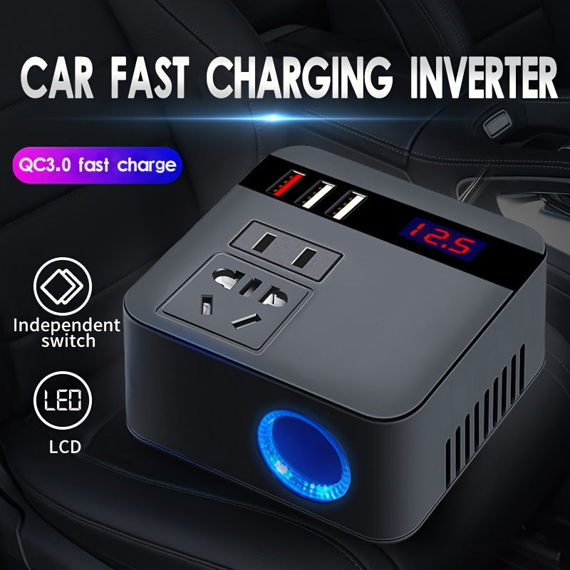 Kxiy Vehicle Mounted Inverter with LED Display Screen & 3 USB Ports - Cyprus