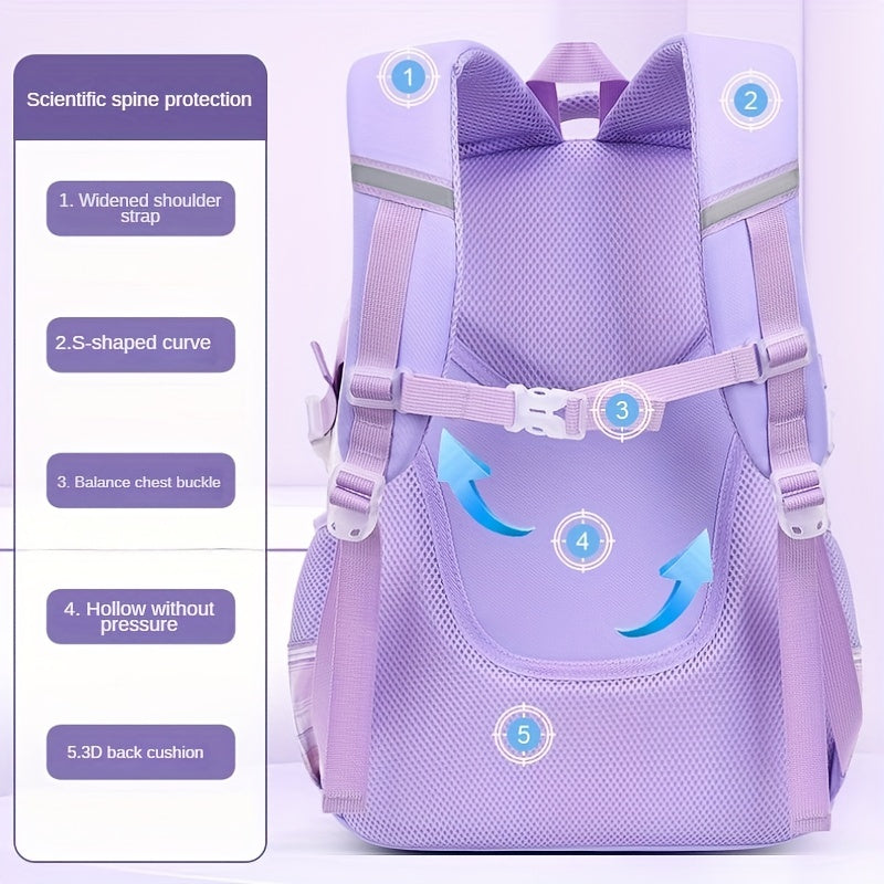 "Large Capacity Cute Girls Backpack - Nylon Schoolbag for Girls - Water-resistant - Cyprus"