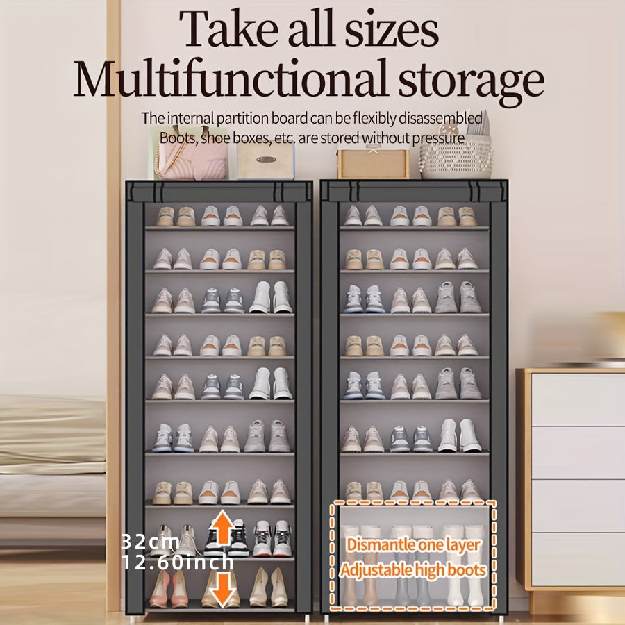 Sturdy Tall Shoe Rack for Bedroom Entrance - Holds 18-22 Pairs - Independent Shoe Storage Cabinet with Dust Cover - Cyprus