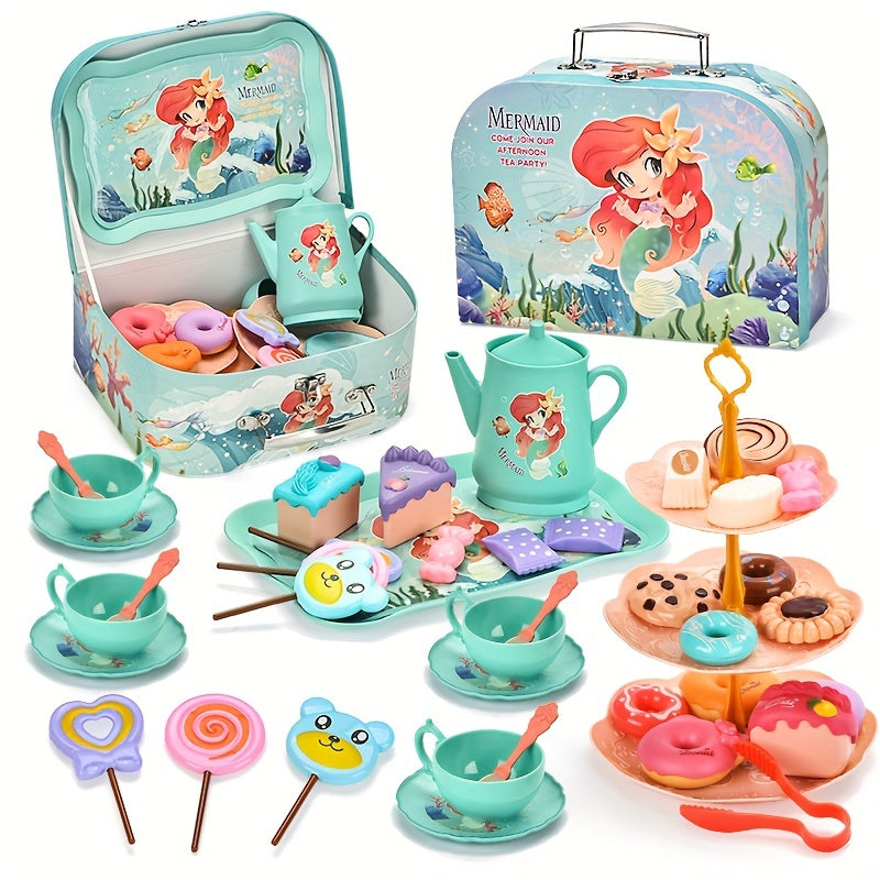 44pcs Kitchen Tea Party Pretend Play Set with Dessert Teapot Princess Toys - Cyprus