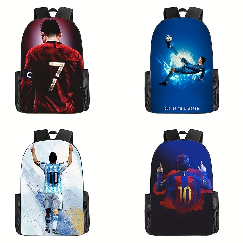 Football Player Print Backpack, Suitable For Teenagers, Boys, And Girls, Durable Lightweight, Suitable For Students