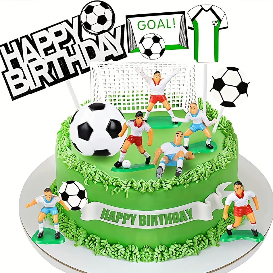 🔵 Football Cake Decorations 16pcs - Baked Scene Set, Theme Party Supplies - Baking Supplies - Cyprus