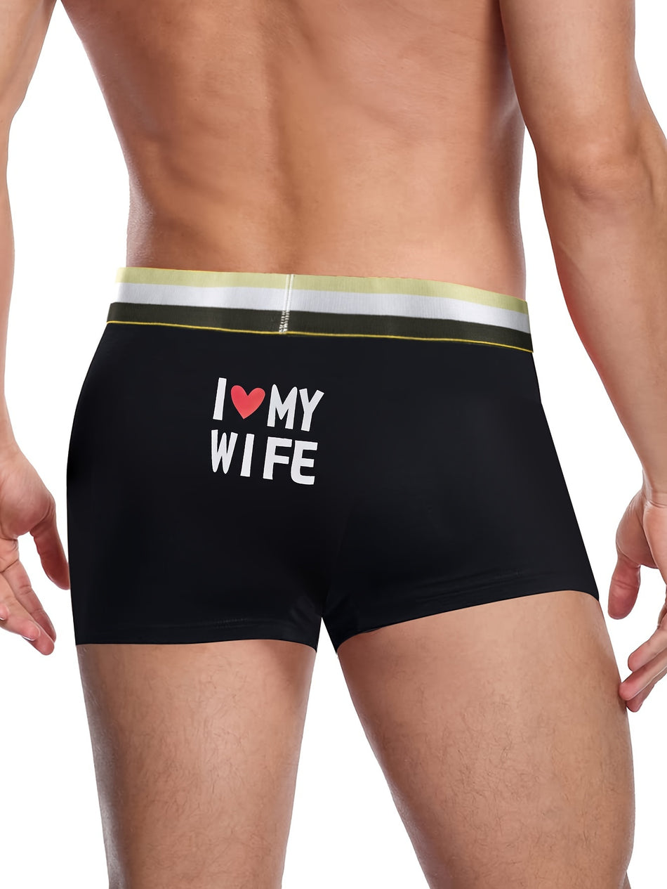 I Love Big Print Men's Fashion Graphic Boxer Briefs - Cyprus