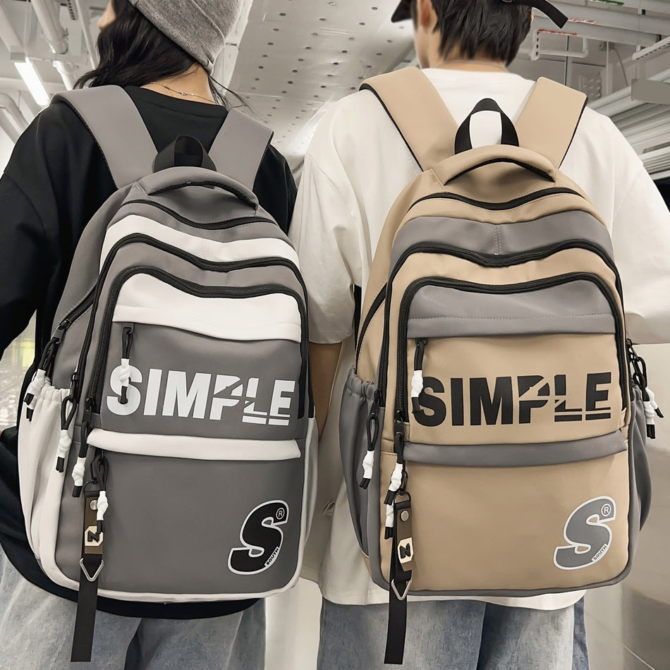 Campus ρετρό casual σακίδιο, μεγάλη χωρητικότητα Multi -Layer Backpack Schoolbag, Ζευγάρι τσάντες - Κύπρος