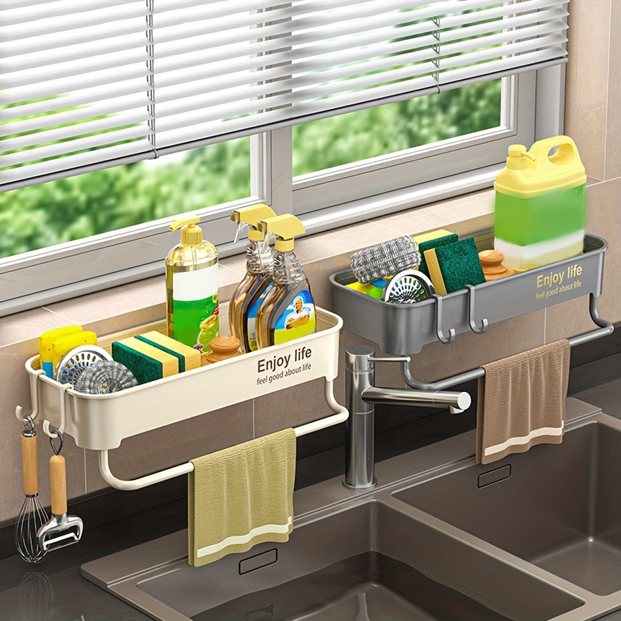 Easy-Install No-Drill Kitchen Sink Organiser - Multi-Colour Storage Rack for Spices & Essentials