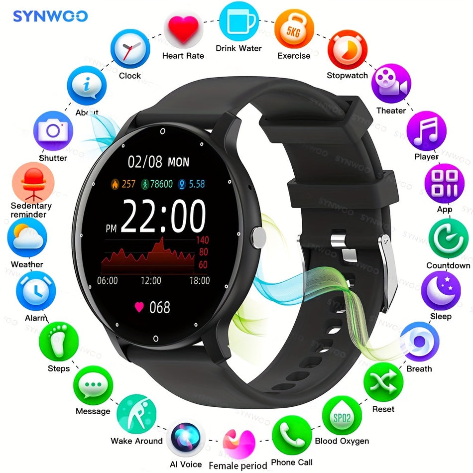 synwoo Men's Smart Watch Fitness Tracker - Real-time Activity Tracking, Sleep Monitoring, Pedometer, Distance, Calories Smartwatch For Android iPhone - Cyprus