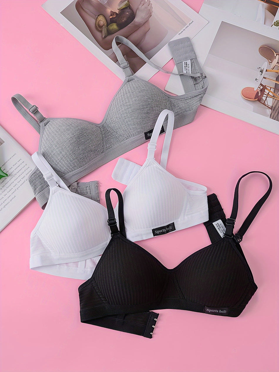 3pcs Girls Comfort Push-up Wireless Bra Set - Cyprus