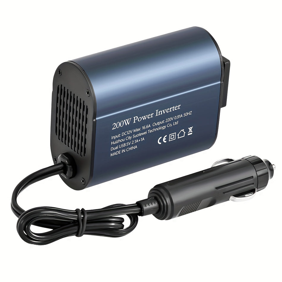 200W Car Power Inverter with Dual USB Charger for Laptops - Cyprus