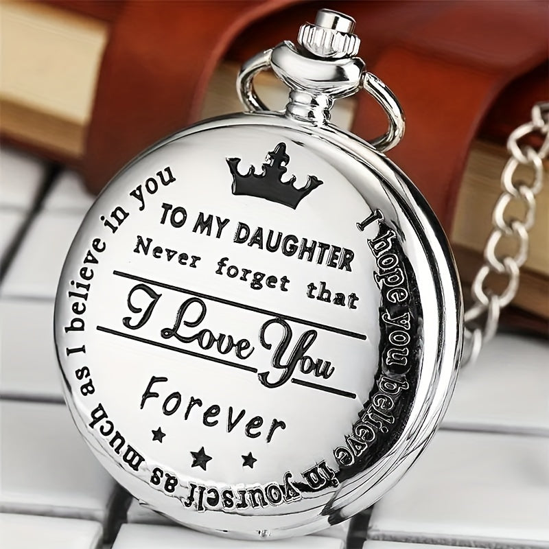 Vintage Engraved Quartz Pocket Watch for Daughter - Timeless Keepsake Gift - Cyprus