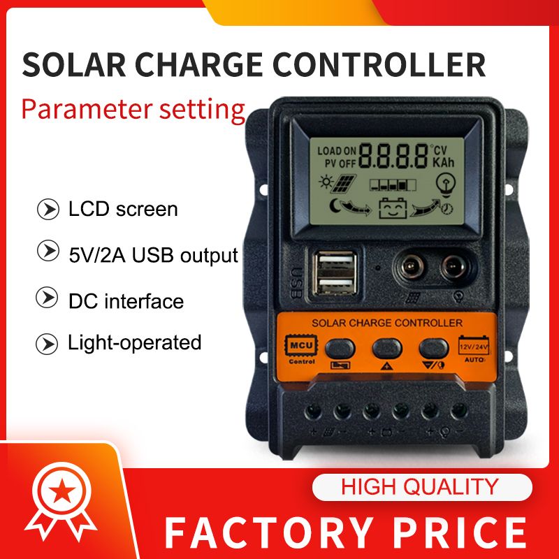 Güneş Denetleyicisi 12V/24V Araç Regülatörü PWM LCD Çift USB Şarj Cihazı - Kıbrıs