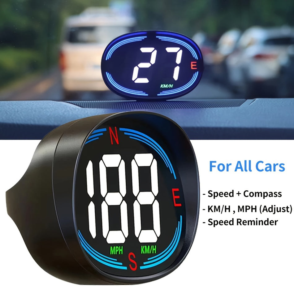 KWHUD Universal Car Head-up-Display-Tachometer mit Kompass- und Geschwindigkeitswarnung