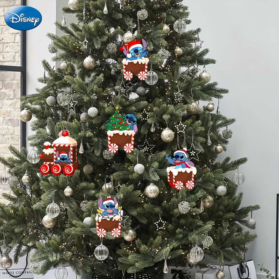 Stitch Wooden Christmas Ornament Set - Festive Daily Decorations for Your Christmas Tree - Cyprus