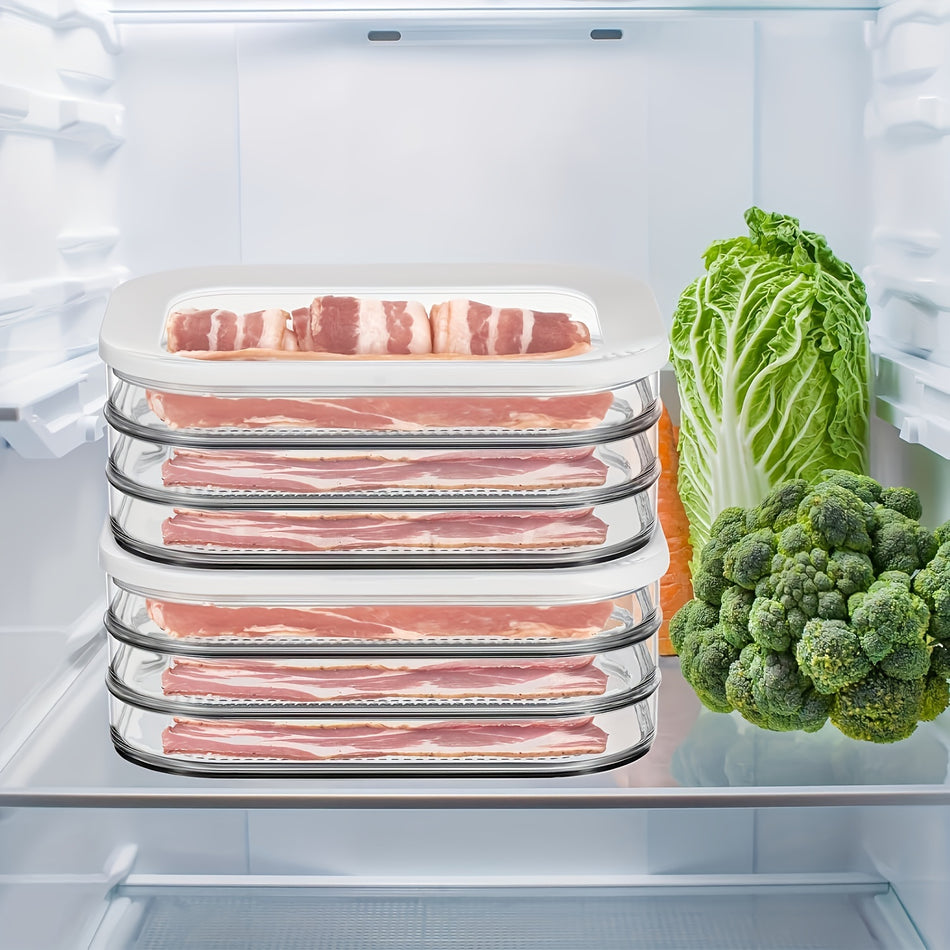 3-Layer Stackable Deli Meat & Cold Cuts Storage Container Set