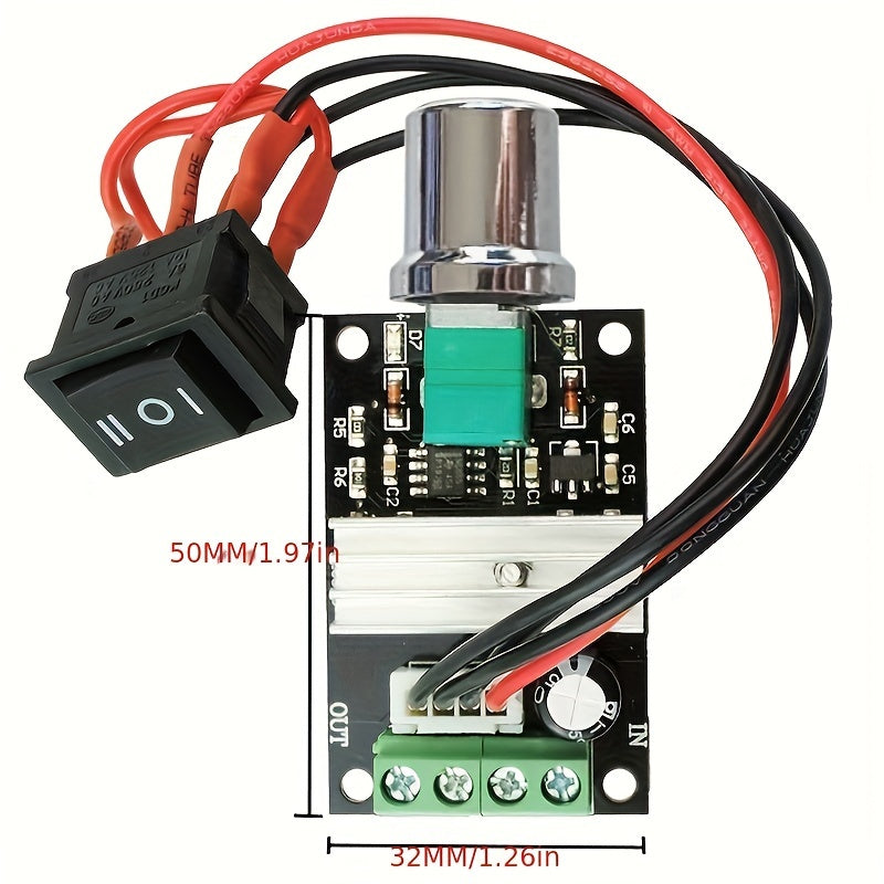 Einstellbarer PWM DC -Motordrehzahlregler mit Vorwärts/Rückwärtsschalter - 6 bis 28 V, 3a