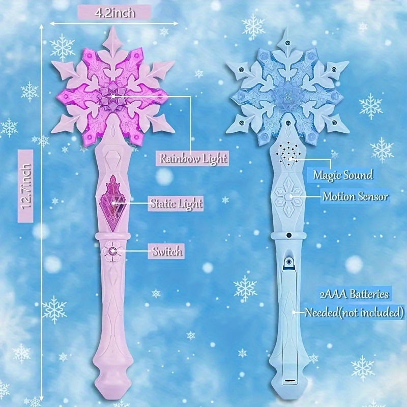 Festive Magic Wand: Glowing Snowflake, Sound & Motion Sensitivity - Perfect for Girls' Parties - Ages 3-14 - Cyprus