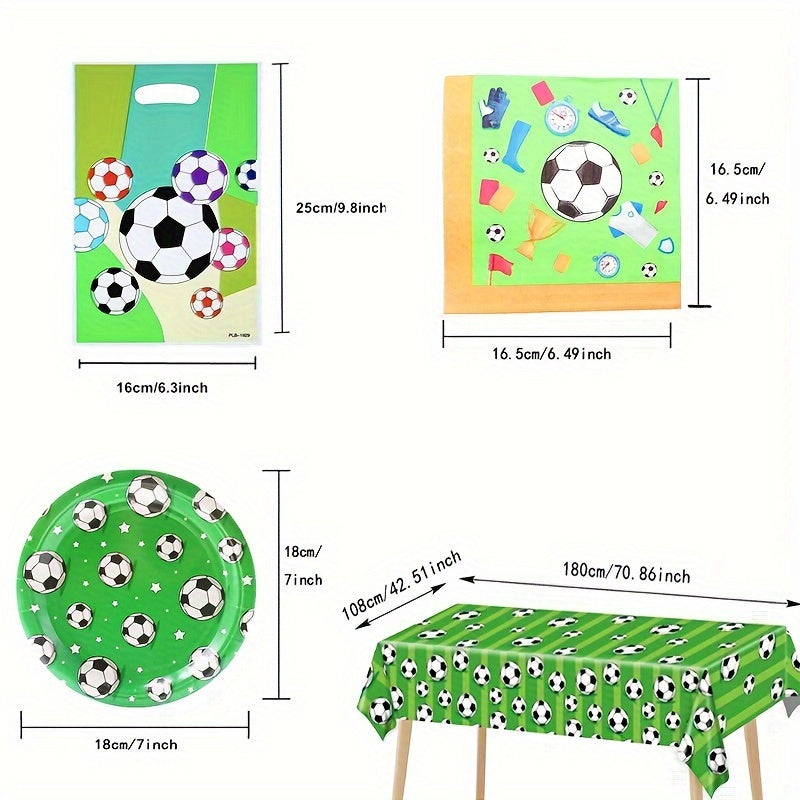 Soccer Theme Birthday Party Tableware Decorations with Football Napkins & Table Cover - Cyprus