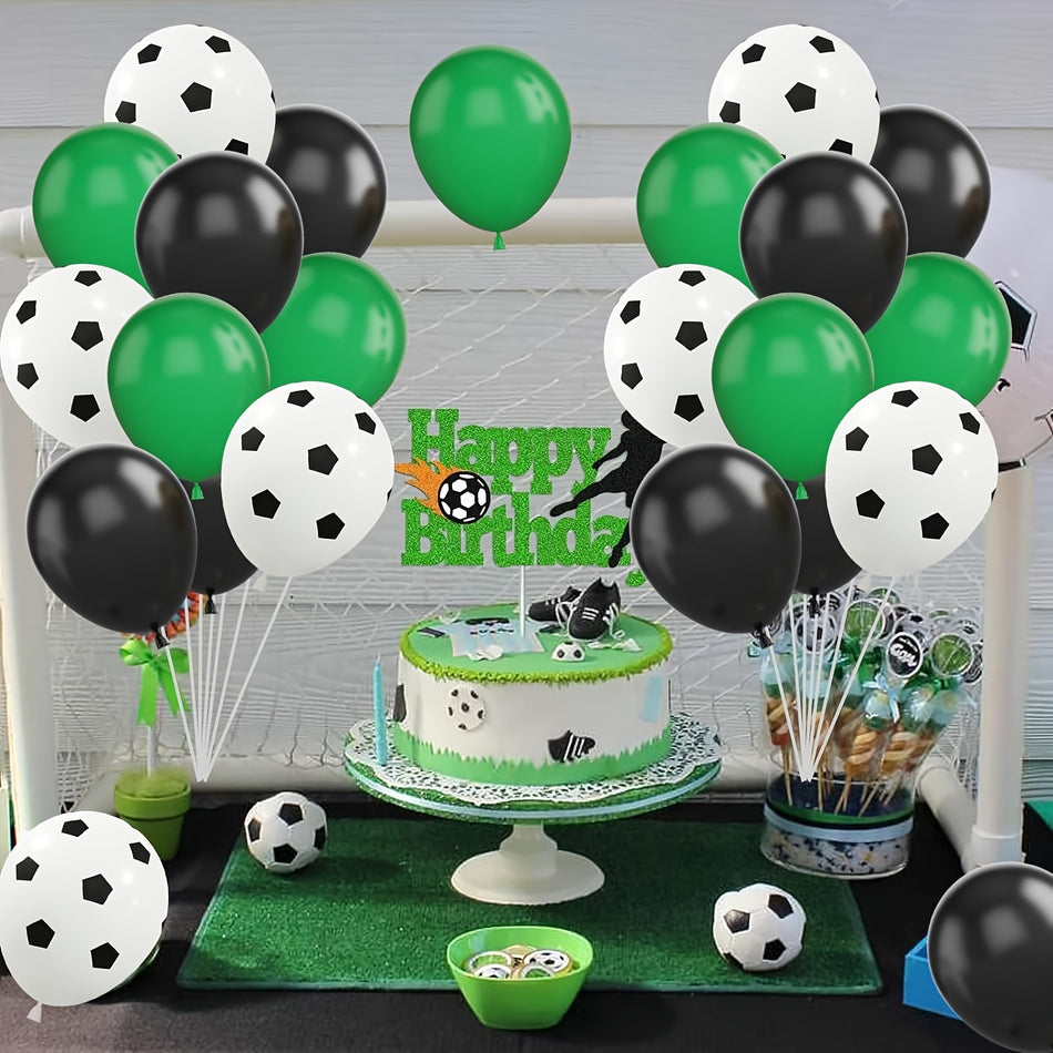 Football Balloons Set | Soccer Printed Latex Balloons with Ribbons - Cyprus