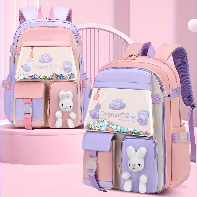 Cute Princess Style Little Rabbit Doll Backpack with Colorful Sequins - Cyprus