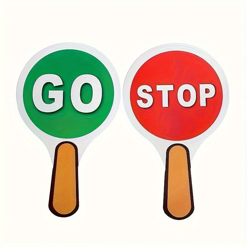 PVC Handheld Instruction Cards - "GO" & "STOP" Teaching Aids for Classroom Use