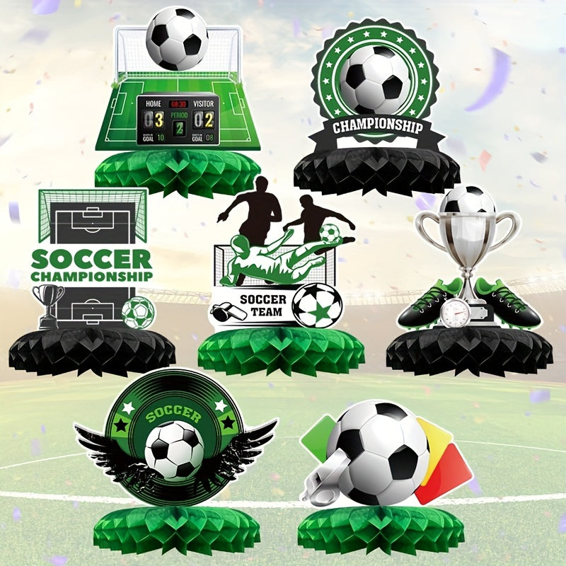 Football Paper Honeycomb Ornaments - Soccer Birthday Party Decorations, 7pcs - Cyprus