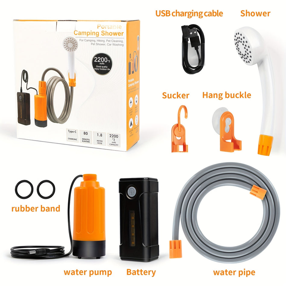 KOOPS Portable Camping Shower Pump with Detachable USB Rechargeable Batteries - Cyprus