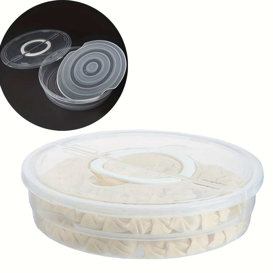 Round Stackable Dumpling & Cookie Storage Box - 2 Layers, Freezer Safe