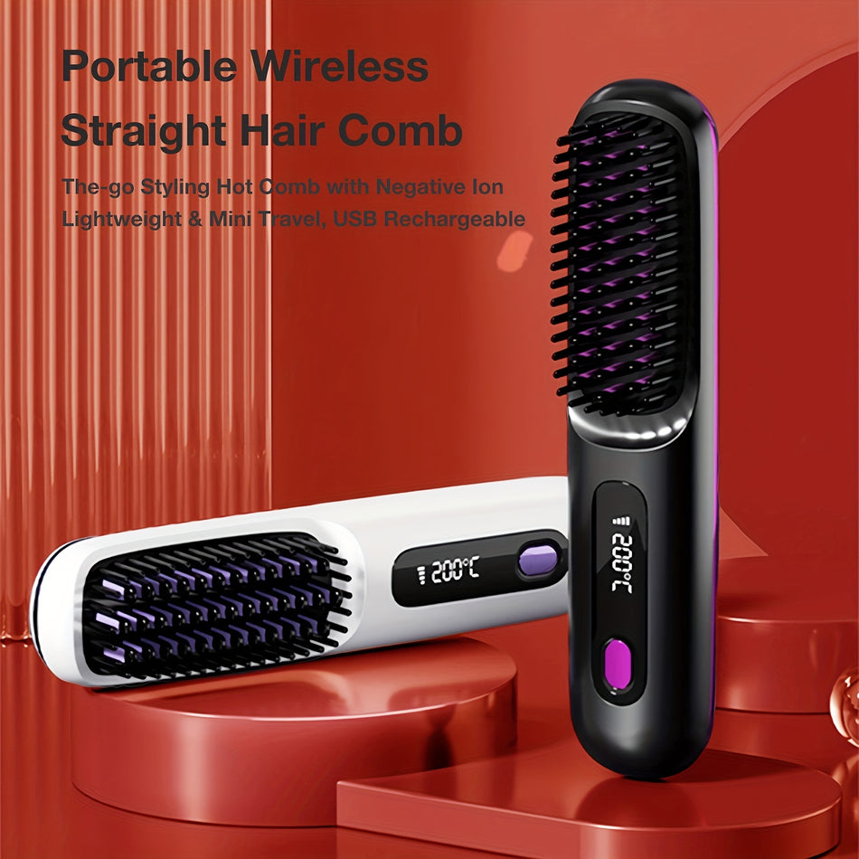 GENAI Portable Wireless Hair Straightener Comb with 3 Temperature Settings - Cyprus