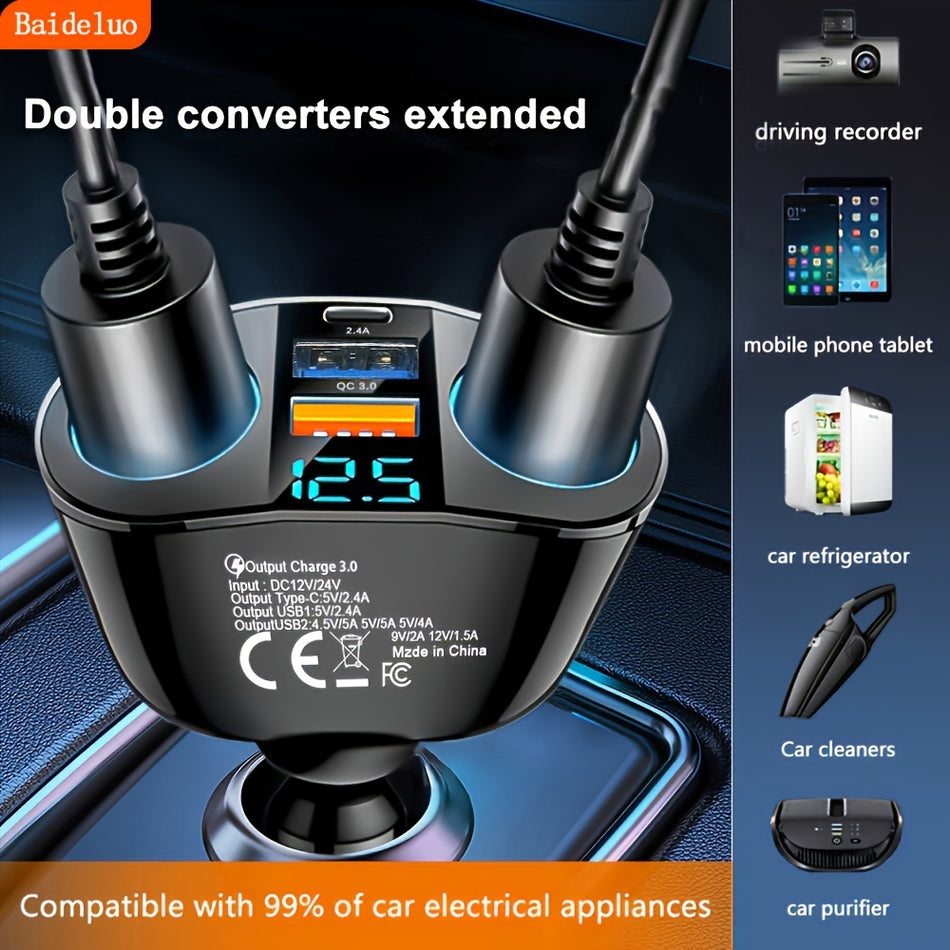 Baideluo Dual-end Fast Car Charging Adapter with Digital Display - Cyprus