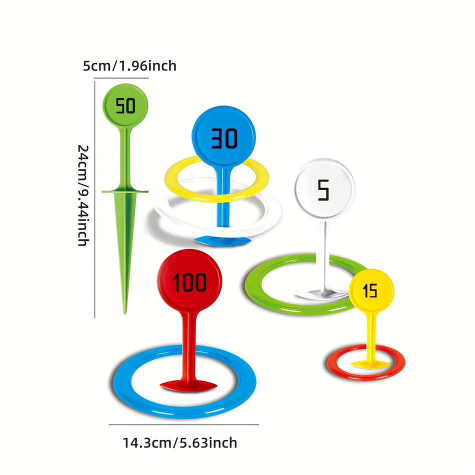 مجموعة ألعاب رياضية خارجية بحلقات رمي ​​قوس قزح - أنشطة ممتعة على الشاطئ والفناء الخلفي - قبرص