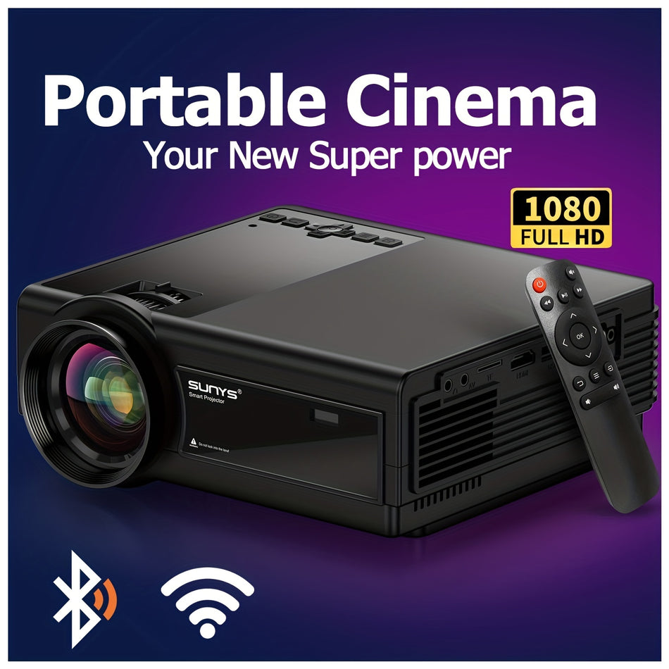 Sunys Projector, 5G WiFi 4K Ev Sineması Video Projektör ile Full HD Native1080p Mini Projektör VGA/HDMI/USB/SD/Dizüstü bilgisayar/Fire Stick/PS5 ile uyumlu telefon için taşınabilir dış film projektörü