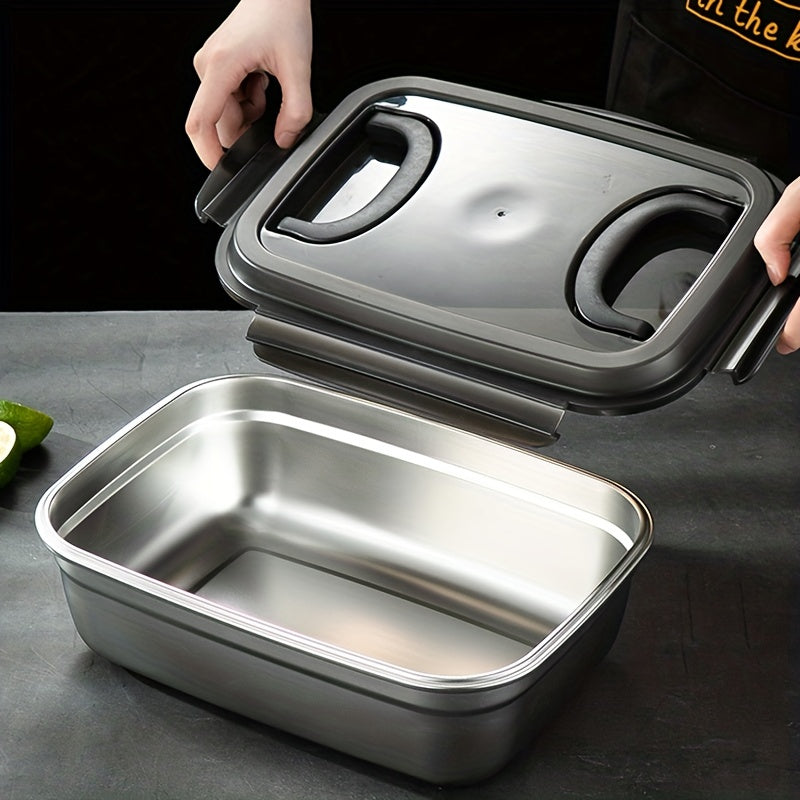 Large Capacity Stainless Steel Food Storage Container with Lid and Handle