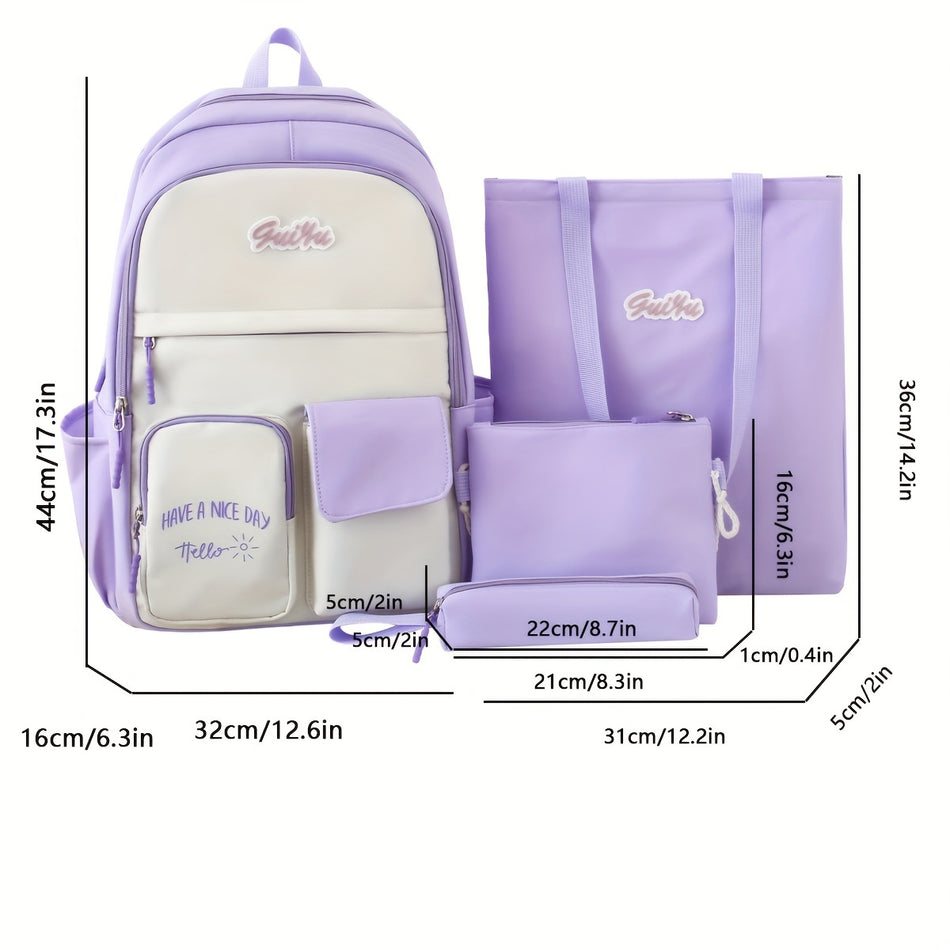 "Japanese-Inspired Colourblock Backpack Set - Collegiate Cool" - Cyprus