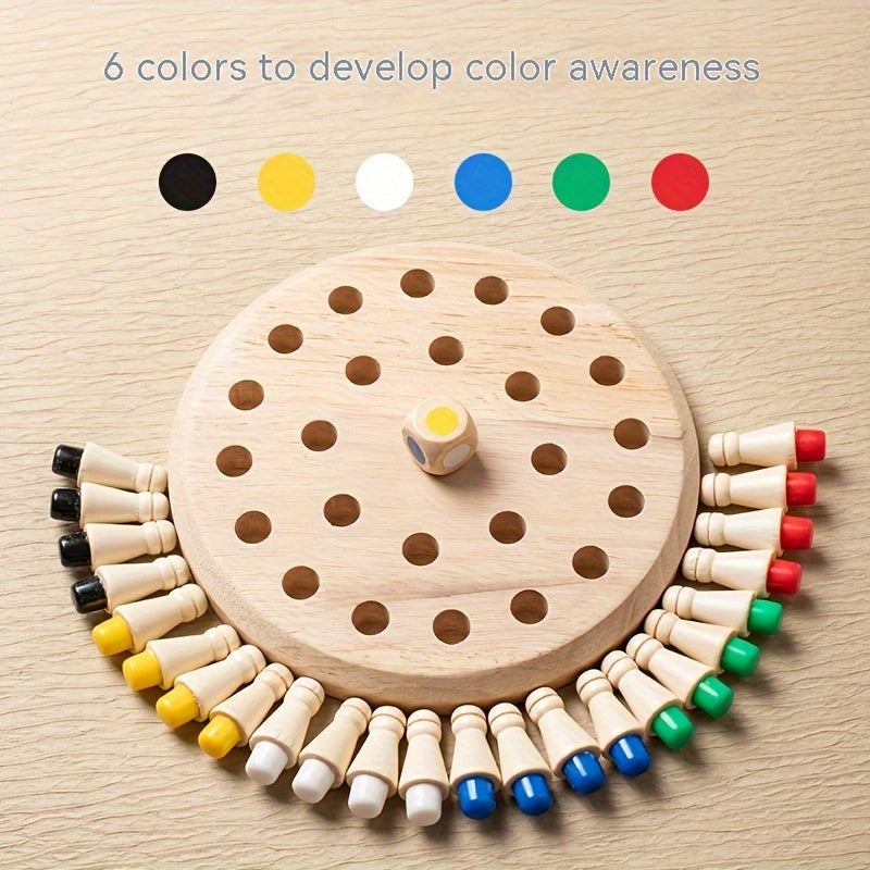 Limited Edition Wooden Educational Colour Memory Chess for Parent-Child Fun