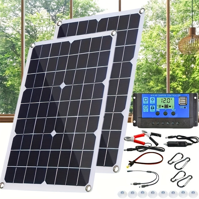 40W Solar Panel Kit with Dual USB and Solar Controller for RV, Boat, and Home