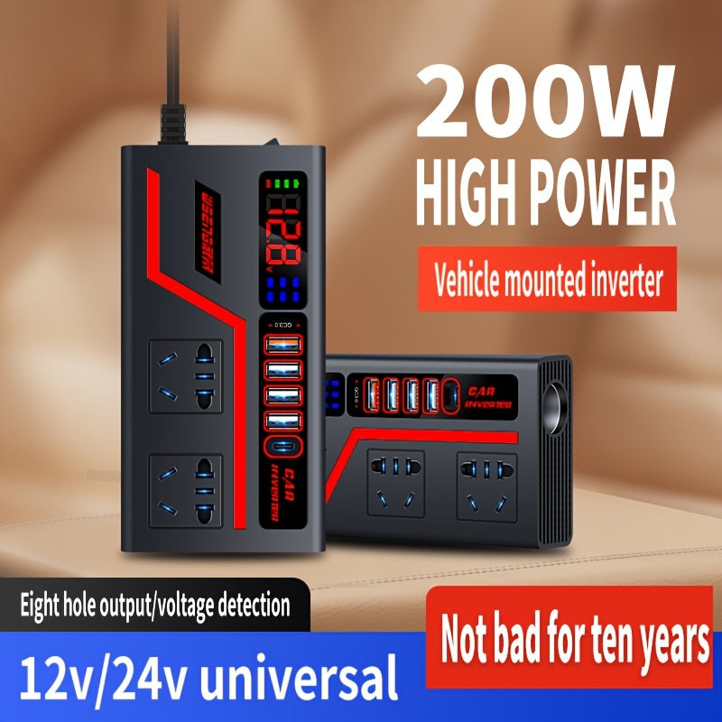 200W High-Power Car Inverter with LED Display & 4 USB Ports - Cyprus