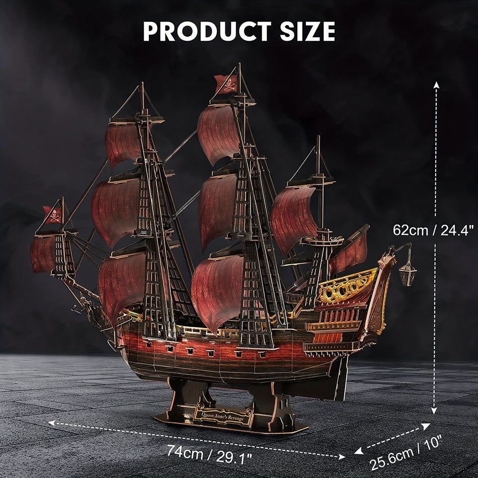 Laser Red Queen Anne's Revenge Pirate Ship 3D Puzzle - Cyprus