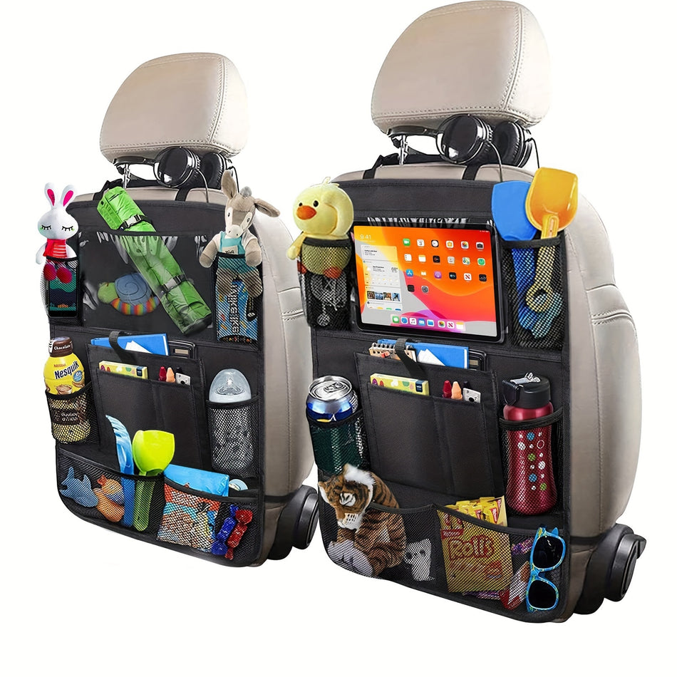 Car Backseat Organizer With Table Holder & 9 Storage Pockets - Travel Accessory