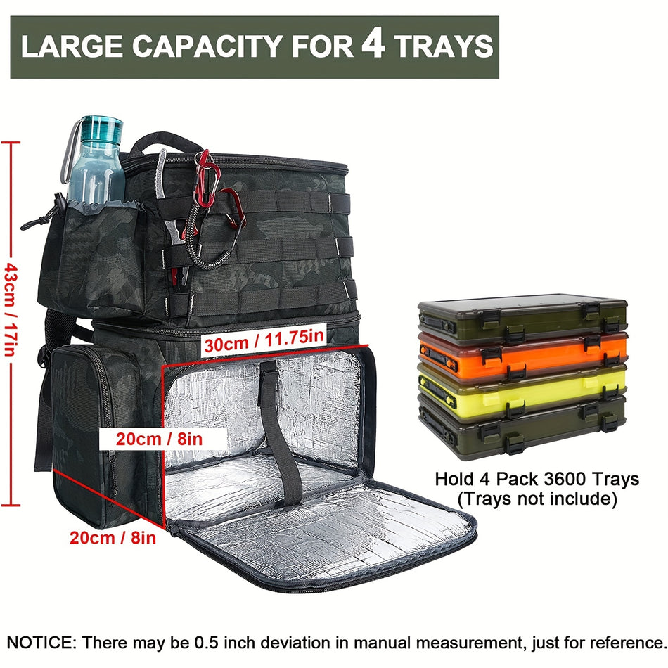 Large 40L Fishing Tackles Storage Backpack With Cooler and Rod Holders - Cyprus