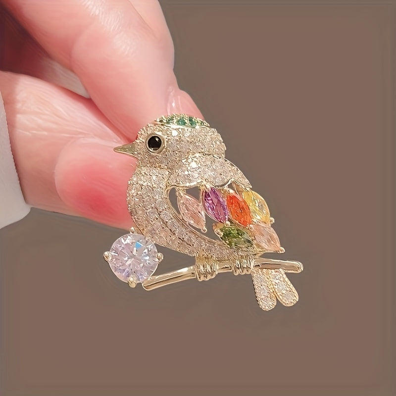 Vintage Magpie Kuş Şeklinde Rhinestone Brooch yaka pimi