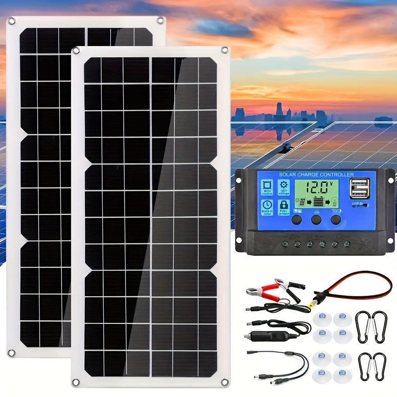 Flexible Solar Panel with 12V Battery Charger and Dual USB Controller - Eco-Friendly Outdoor Power Source - Cyprus