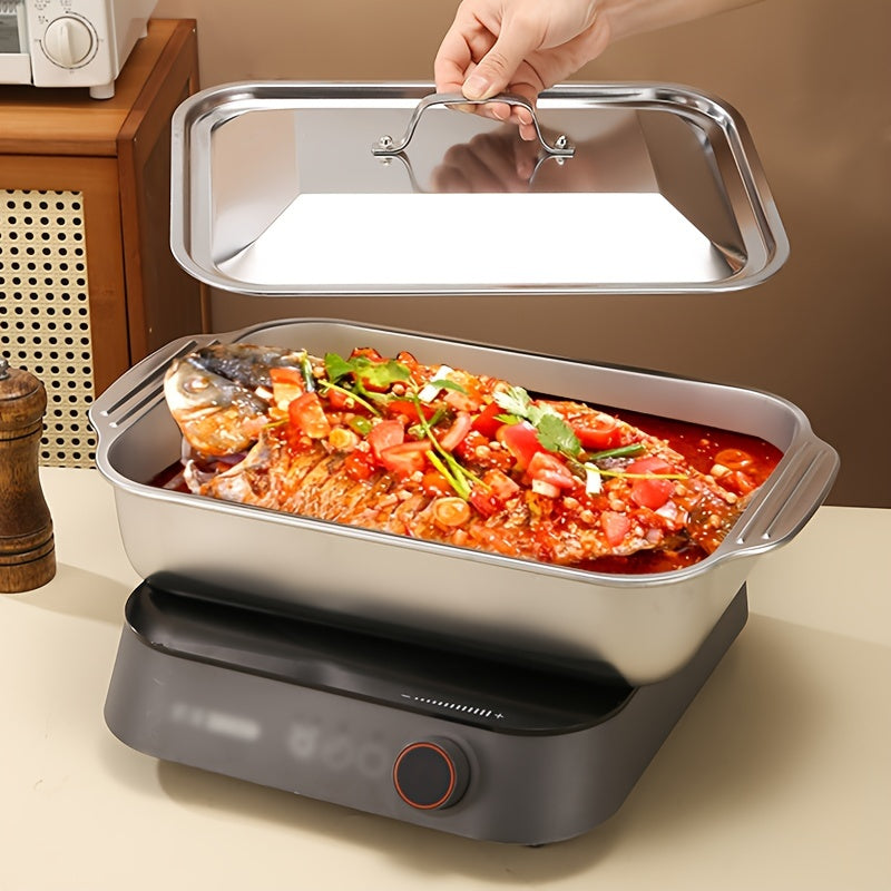 Square Stainless Steel Deep Baking Sheet - Non-Stick Roasting Pan