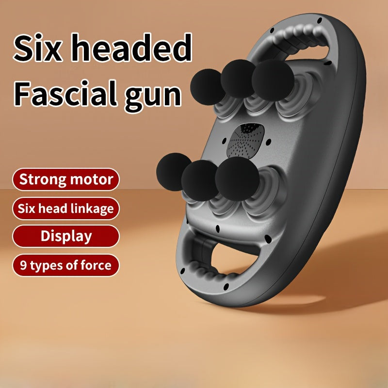 6-Head LCD Fascia Gun - USB Rechargeable Massager for Muscle Relaxation - Cyprus