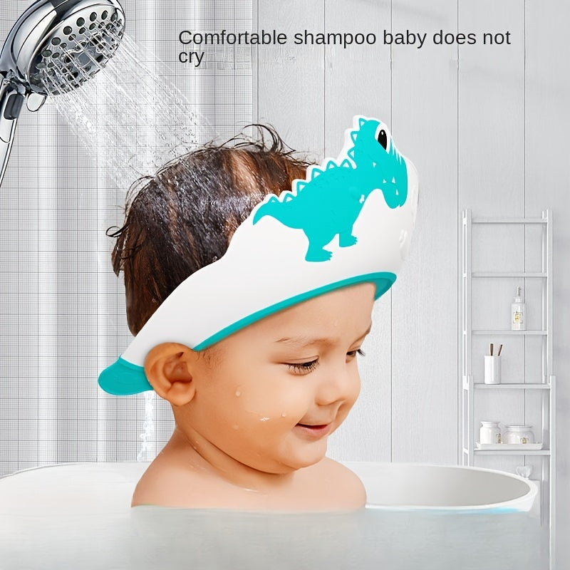 Dino Pattern Baby Soft Rubber Shampoo Cap 🦕